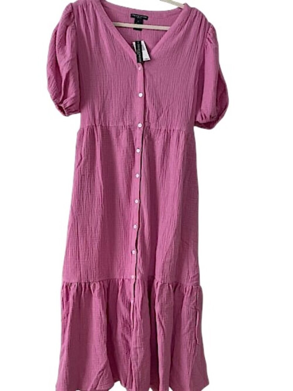 Chelsea & Theodore Summer Button Down Cotton Gauzy Boho Midi Dress Size L